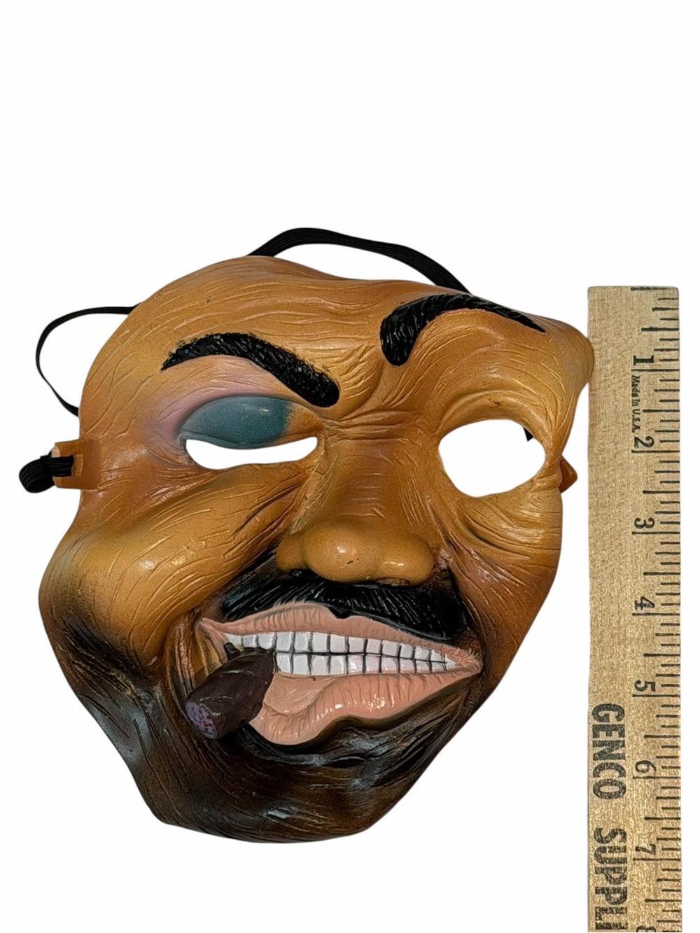 Vtg Fun World Rubber Gangster Mask Halloween Bruised Face Cigar Realistic Prop - Picture 2 of 6